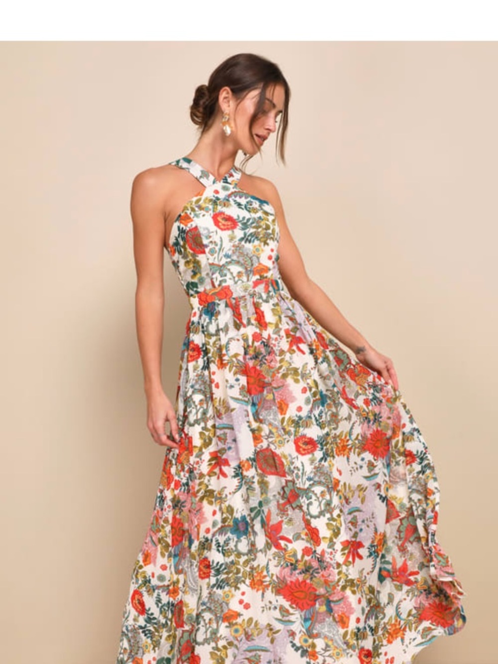 Lulus Lilja Cream Floral Print Maxi Dress
BNWT